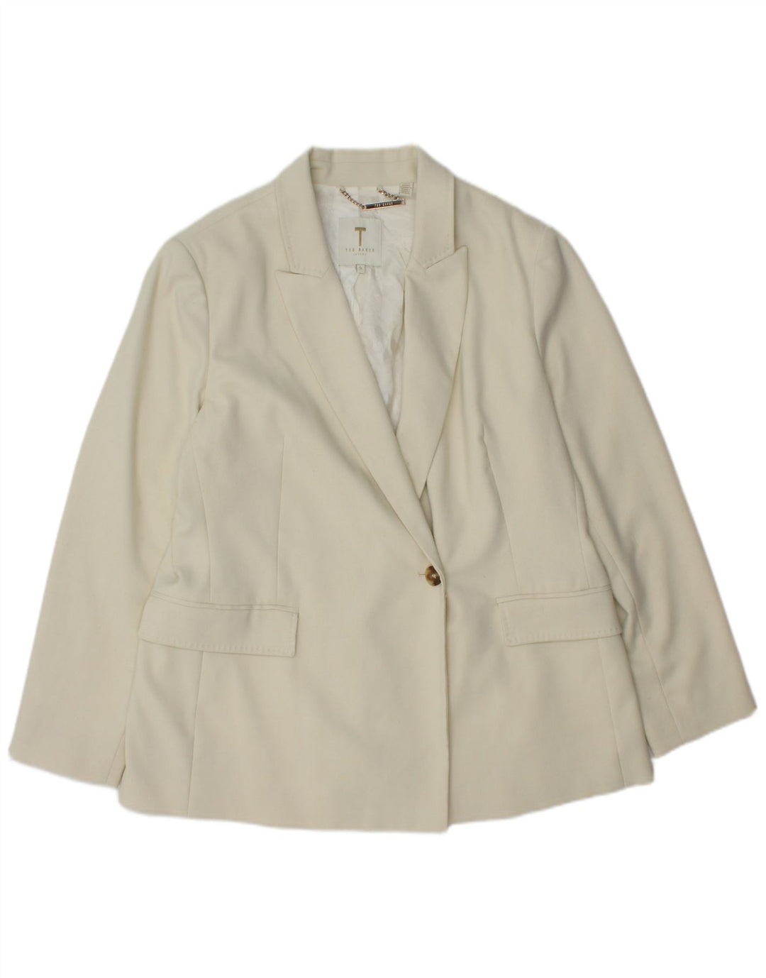 Ted Baker Chaqueta tipo blazer con 1 botón para mujer Talla 5 XL Poliéster blanco roto