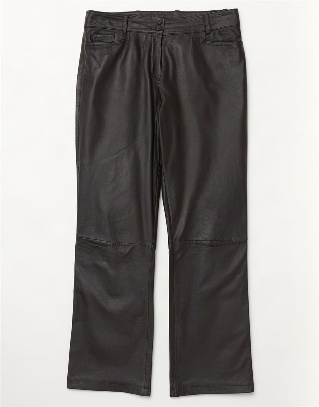K.K.Berlin Pantalones rectos de cuero para mujer EU 40 Medium W32 L29 Negro