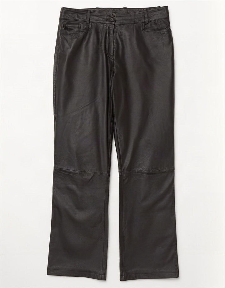 K.K.Berlin Pantalones rectos de cuero para mujer EU 40 Medium W32 L29 Negro