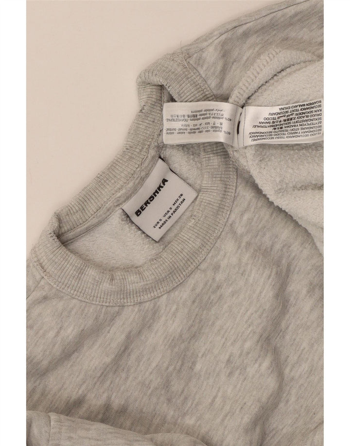 BERSHKA - Sudadera extragrande para mujer, talla 10, algodón moteado gris pequeño