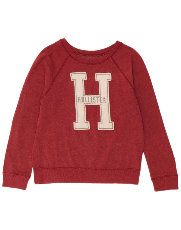 Hollister Mujer Graphic Sudadera Jumper Reino Unido 14 Mediano Rojo Algodón