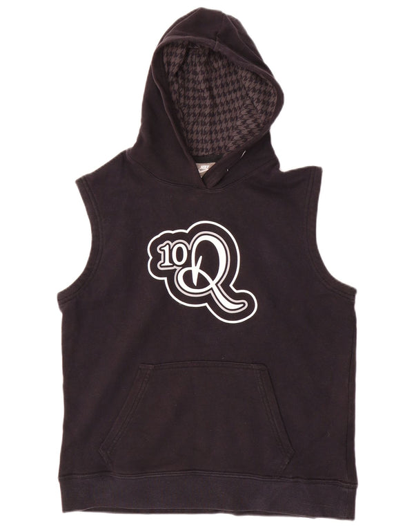 NIKE Jersey con capucha sin mangas para niños, talla mediana, algodón negro, 10-11 años