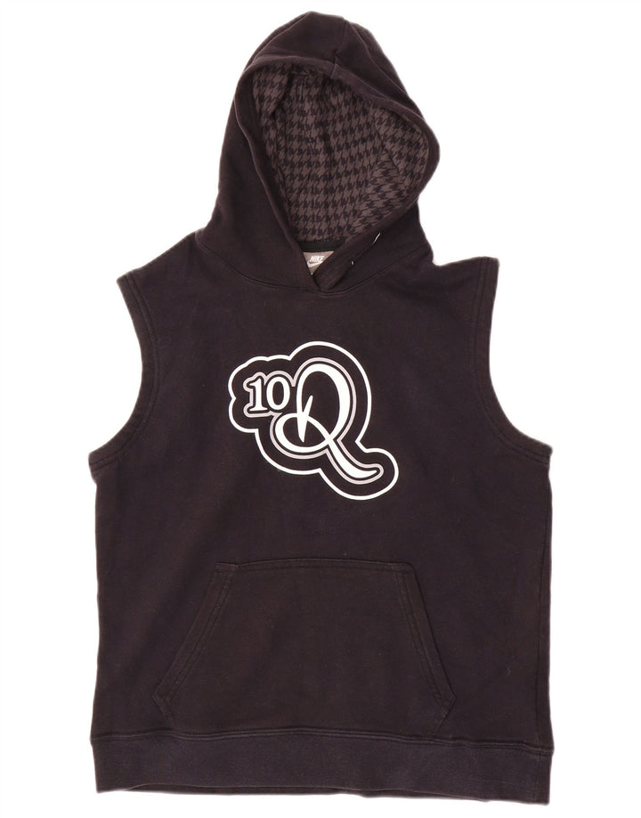 NIKE Jersey con capucha sin mangas para niños, talla mediana, algodón negro, 10-11 años