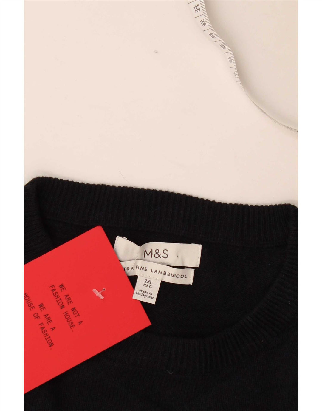 Marks & Spencer - Jersey de cuello redondo para hombre, talla 2XL, lana de cordero azul marino