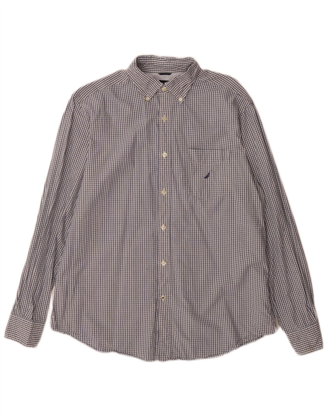 Camisa Nautica Hombre Algodón Vichy Azul Medio