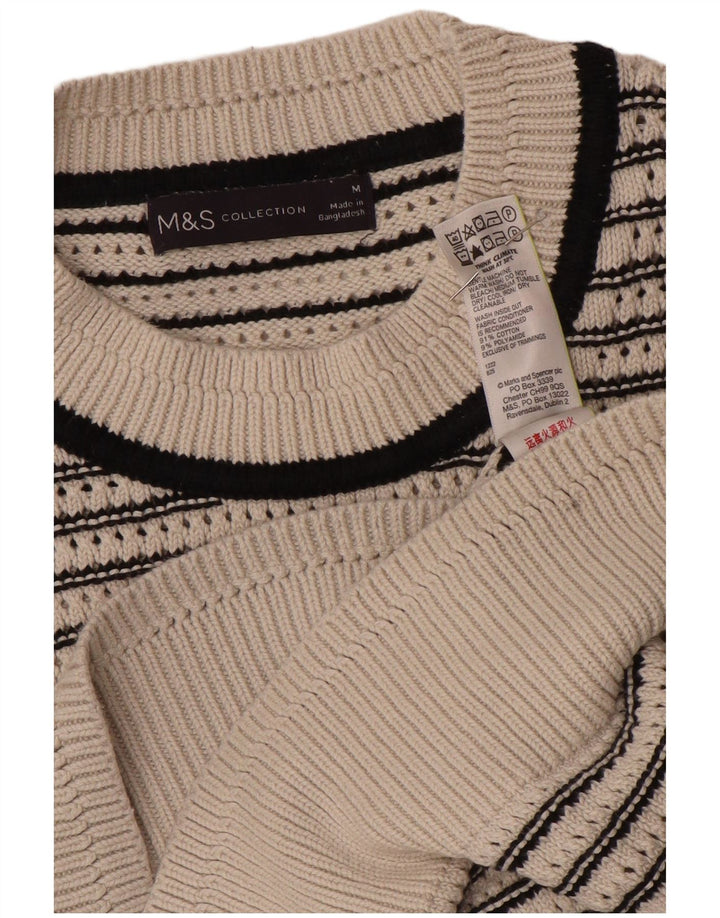 Marks & Spencer Suéter tipo jersey con cuello redondo para mujer UK 14 Medium Off White