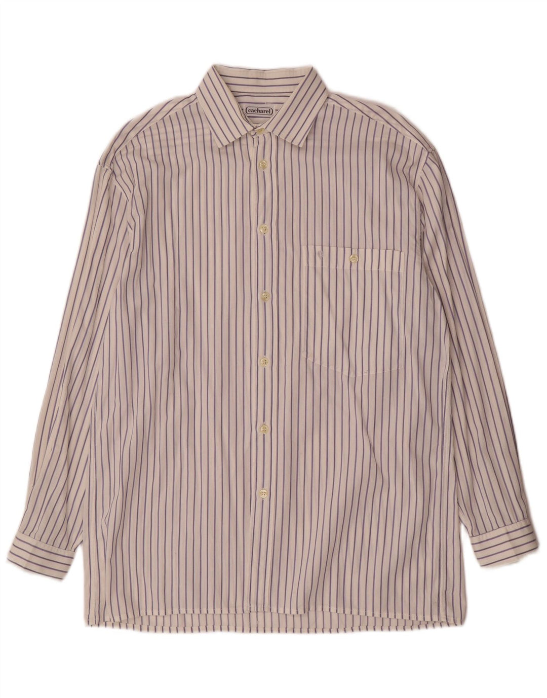 CACHAREL Camisa Hombre Talla 15 3/4 40 Mediana Rayas Blancas