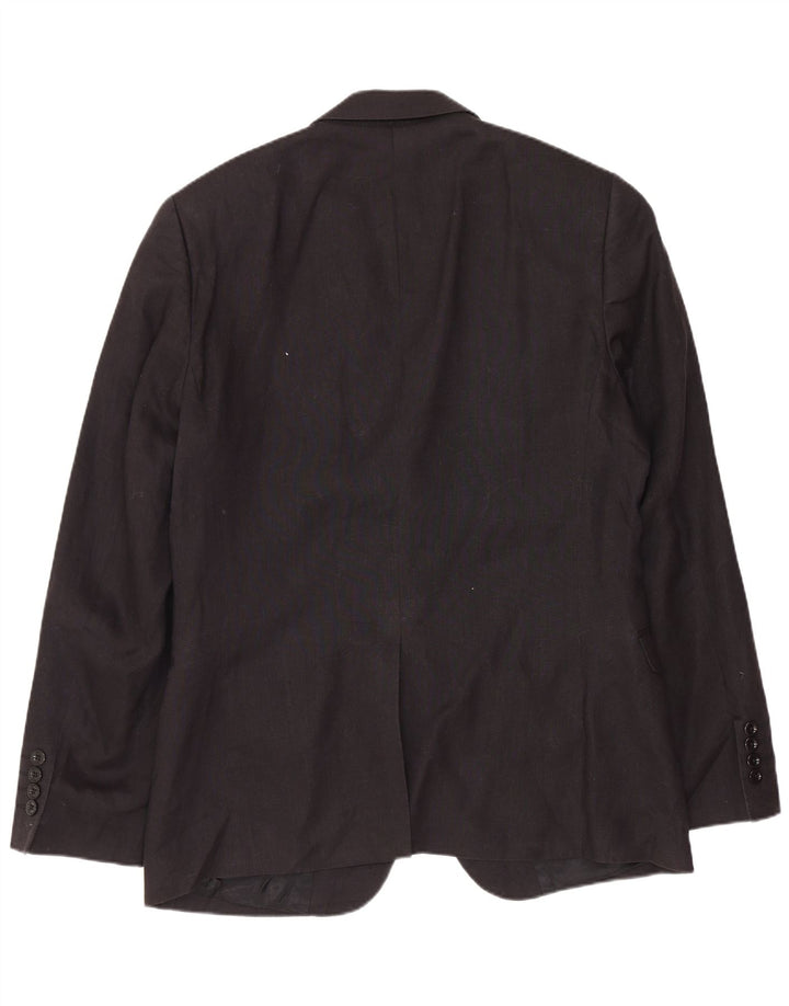 DKNY Chaqueta tipo blazer entallada con 1 botón para hombre UK 40 Large Lana negra