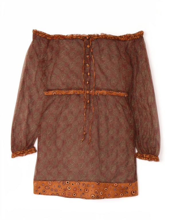 Liu Jo Vestido con Hombros Descubiertos para Mujer UK 44 Marrón Medio Bohemio