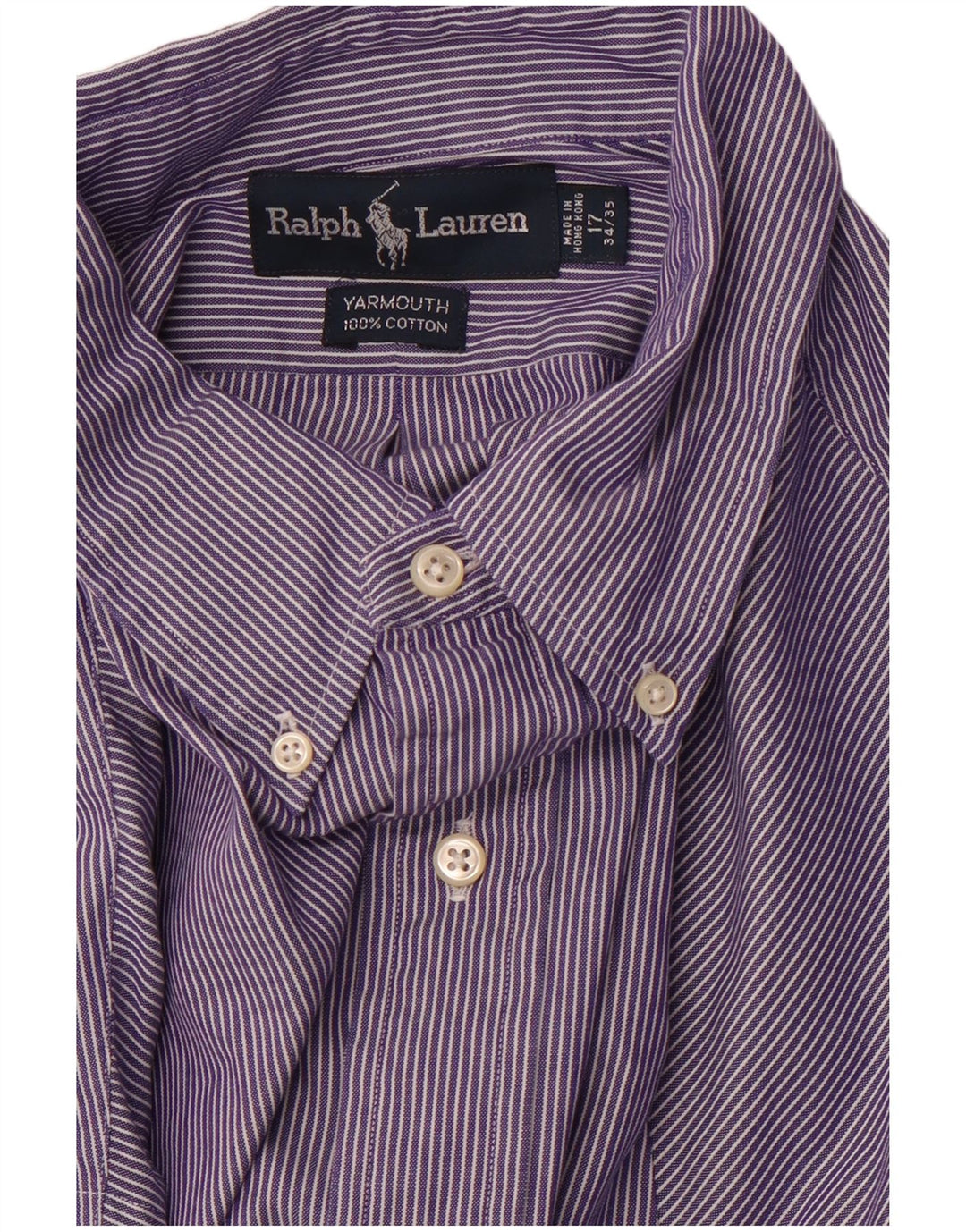 RALPH LAUREN Camisa holgada Yarmouth para hombre Talla 17 XL Rayas moradas
