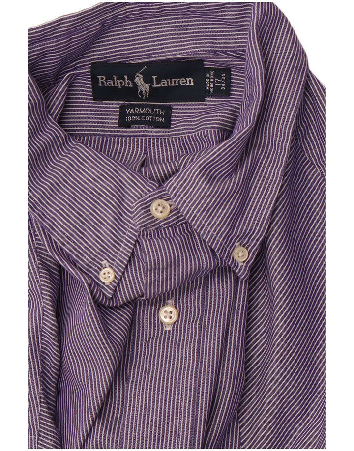 RALPH LAUREN Camisa holgada Yarmouth para hombre Talla 17 XL Rayas moradas