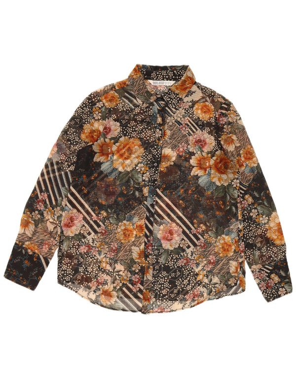 Zara Blusa Camisa Mujer UK 44 Mediana Poliéster Floral Multicolor