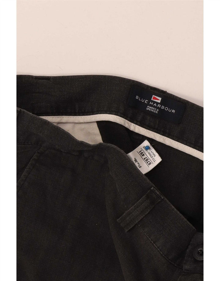 Marks & Spencer Pantalones cortos chinos Blue Harbor para hombre W36 Large Navy Linen