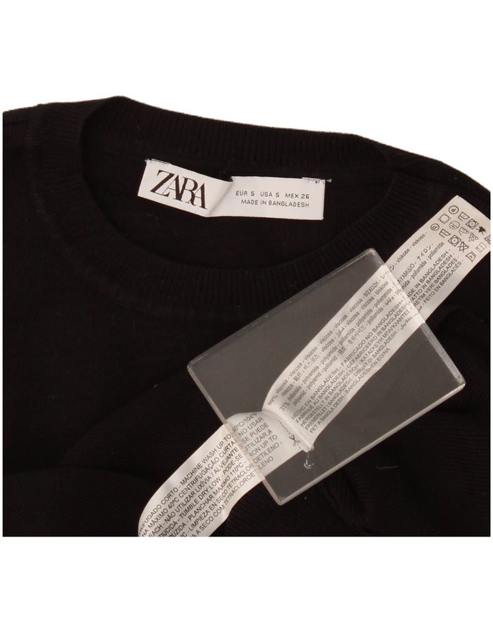 Zara Mujer Crop Vest Top UK 8 Small Viscosa Negra