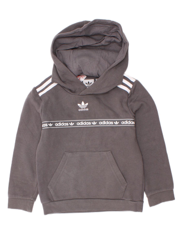 Adidas - Sudadera con capucha para niños, 5-6 años, algodón gris