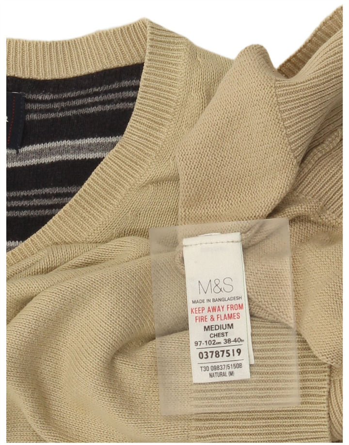Marks & Spencer Jersey con Cuello en V Azul Harbor para Hombre Algodón Beige Medio
