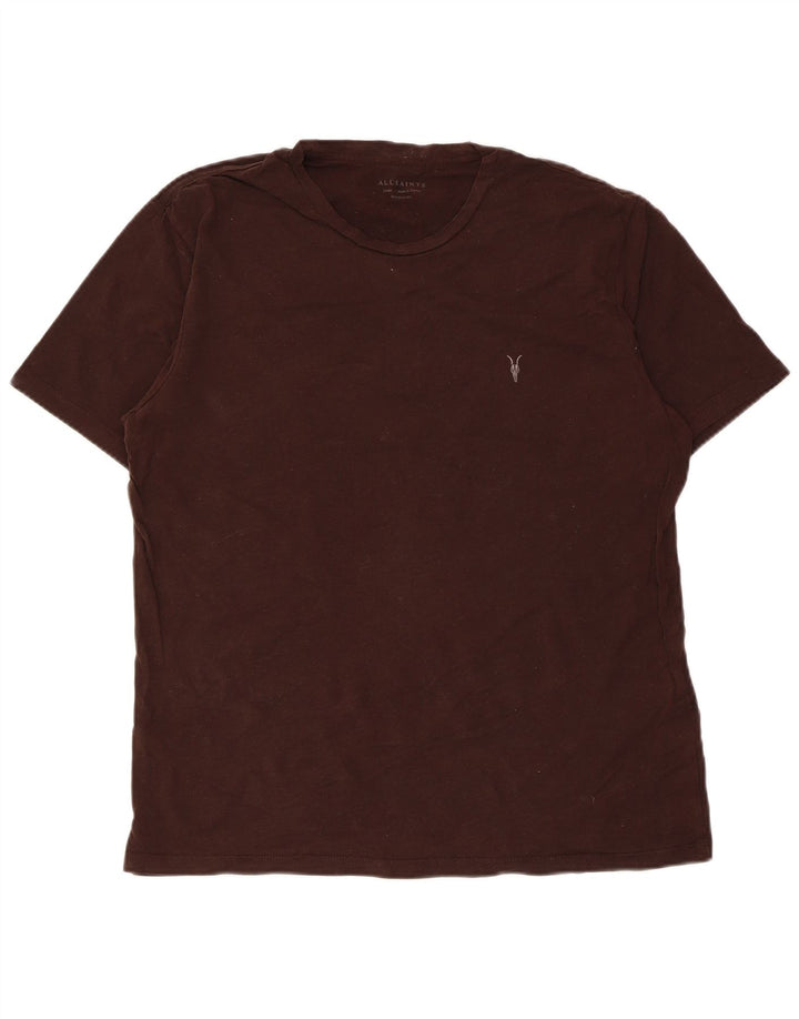 All Saints - Camiseta de corte regular para hombre, talla grande, algodón marrón