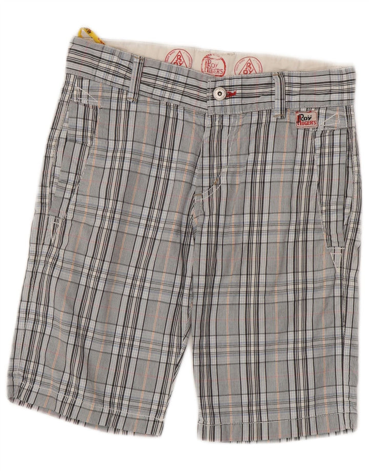 ROY ROGERS Pantalones cortos chinos para niños 11-12 años W26 Algodón a cuadros azules