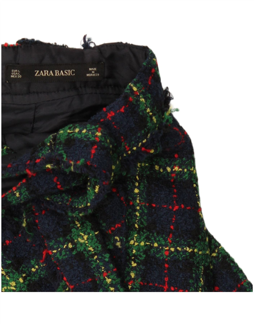 Zara Mujer Falda Peto Grande W34 Cuadro Azul Marino
