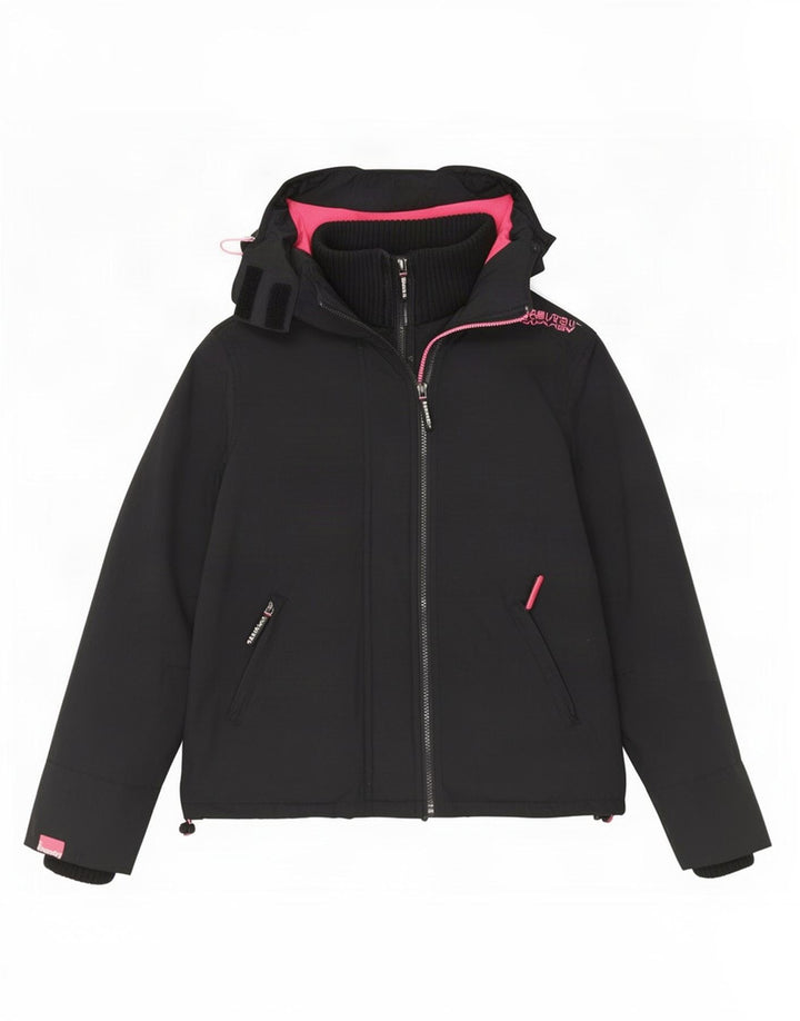 Superdry Chaqueta cortavientos con capucha Windcheater para mujer, talla 40, talla M, color negro