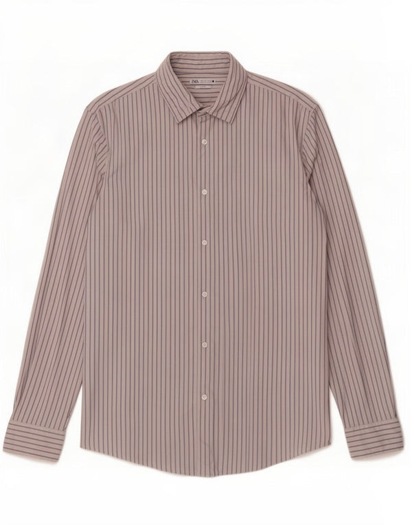 Zara Hombre Camisa Slim Fit Rayas Blancas Grandes