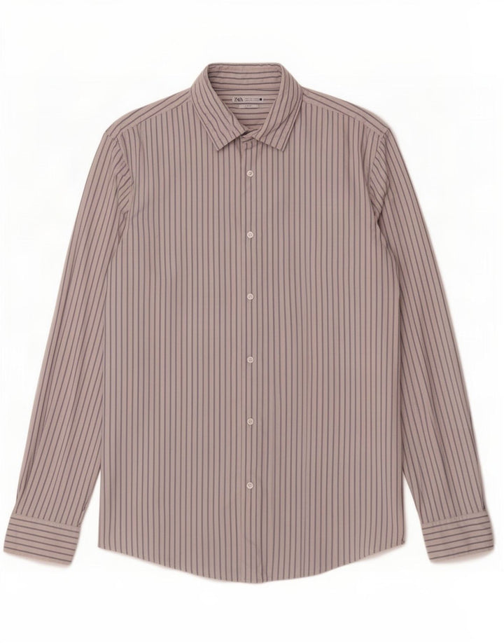 Zara Hombre Camisa Slim Fit Rayas Blancas Grandes