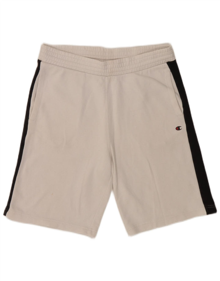 Champion Shorts deportivos para hombre de algodón color block blanco grande