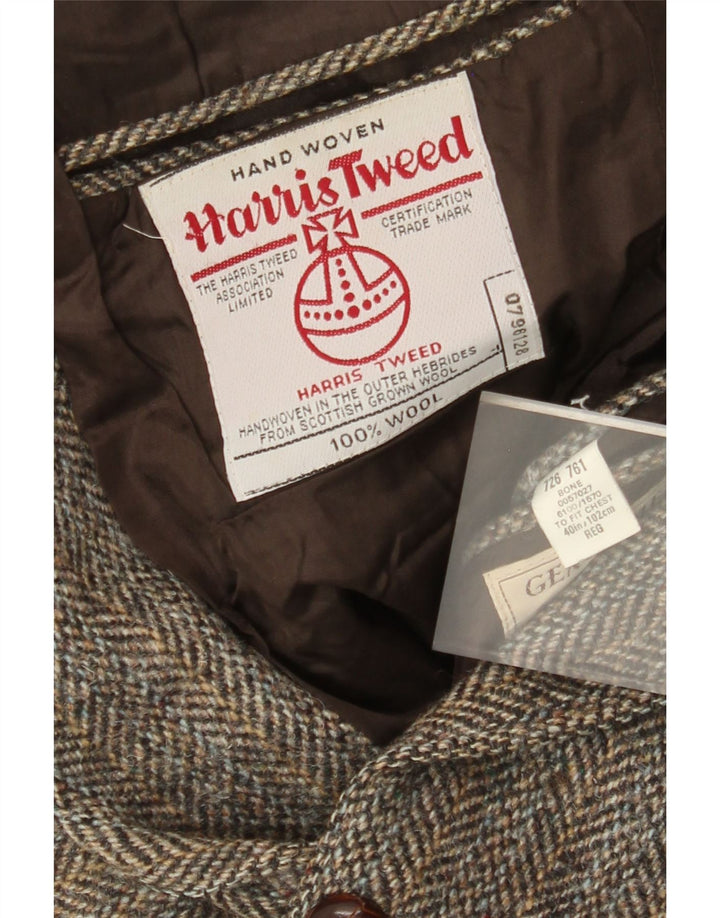 Harris Tweed Chaqueta tipo blazer de 2 botones para hombre Reino Unido 40 Lana de espiga marrón grande