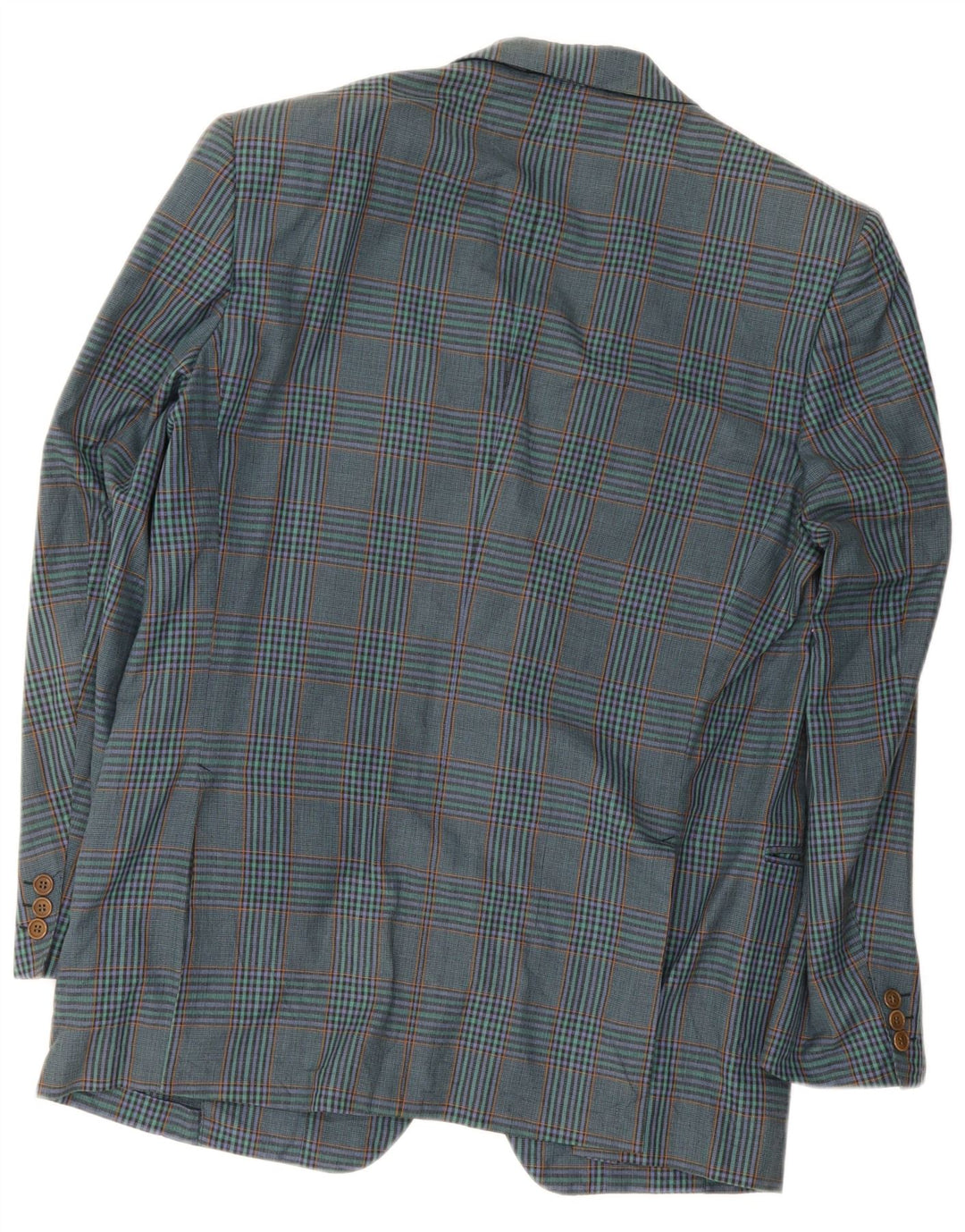 Vintage hombres 2 botones Blazer chaqueta IT 52 grande azul marino cuadros algodón