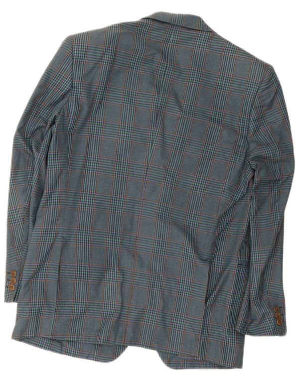 Vintage hombres 2 botones Blazer chaqueta IT 52 grande azul marino cuadros algodón