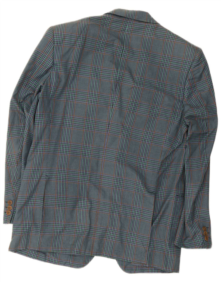 Vintage hombres 2 botones Blazer chaqueta IT 52 grande azul marino cuadros algodón