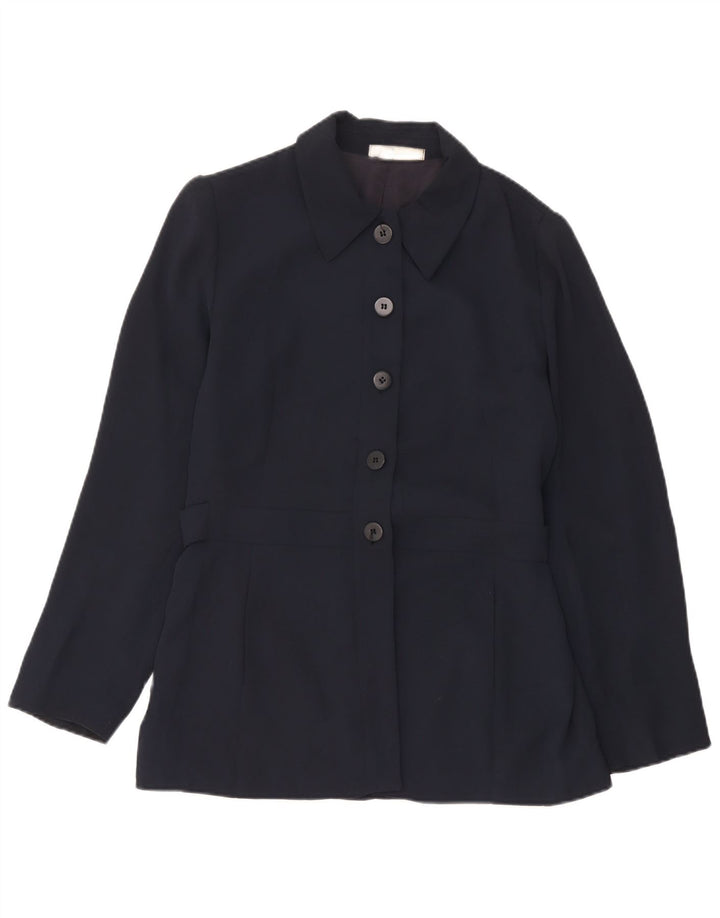 Zara Chaqueta Blazer De 5 Botones Para Mujer EU 42 Grande Rayón Azul Marino