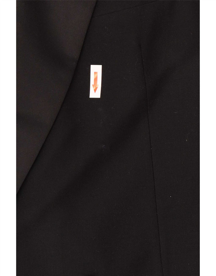 Vintage hombres doble pecho Blazer chaqueta Reino Unido 38 medio negro lana virgen