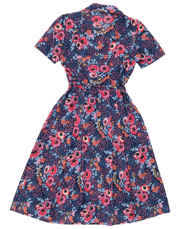 Vintage mujer A-Line vestido Reino Unido 10 pequeño azul floral
