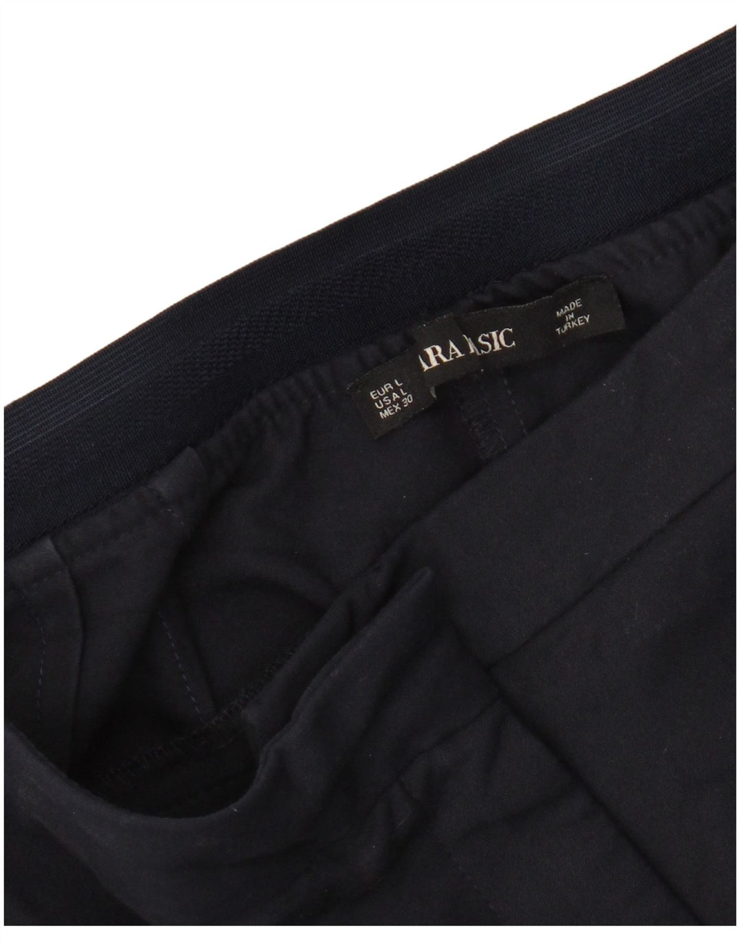 ZARA Mujer Pantalón Cropped Large W30 L24 Azul Marino Colorblock