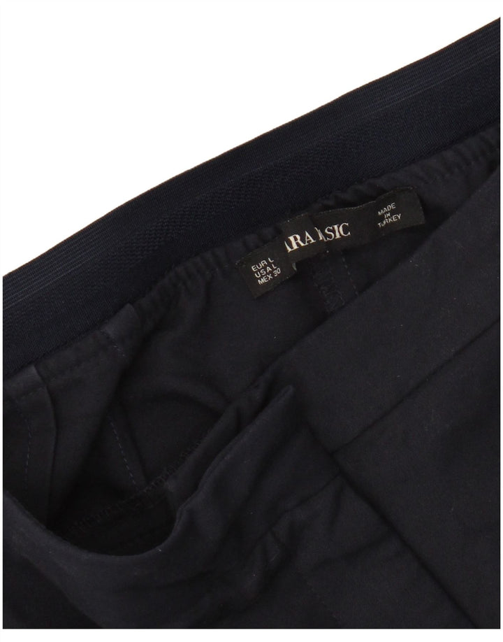 ZARA Mujer Pantalón Cropped Large W30 L24 Azul Marino Colorblock