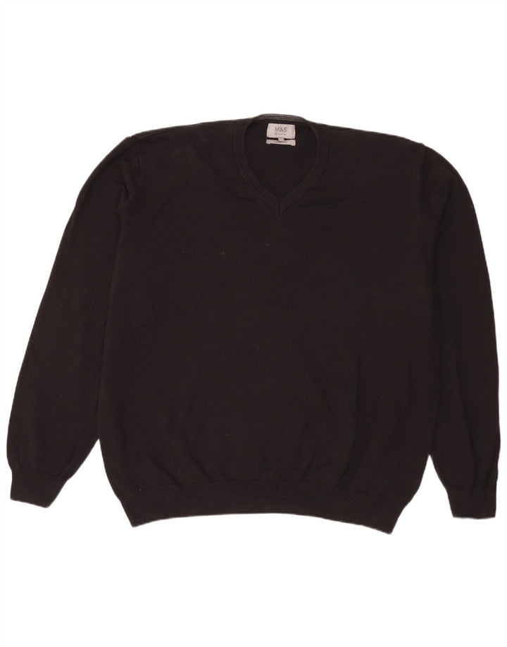 Marks & Spencer - Jersey con cuello en V para hombre, talla 3XL, algodón negro