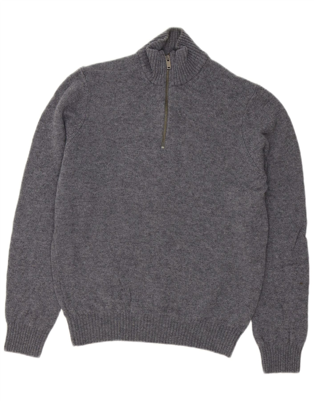 Marks & Spencer Jersey con cuello y cremallera para hombre de lana de cordero gris medio