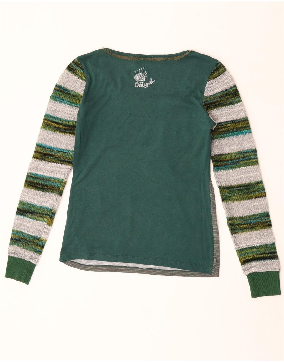 Desigual Top gráfico para mujer manga larga UK 42 Poliéster floral verde medio