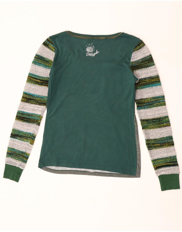 Desigual Top gráfico para mujer manga larga UK 42 Poliéster floral verde medio