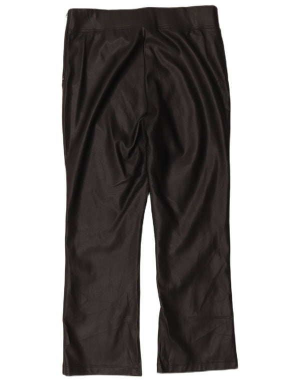 Marks & Spencer Pantalones de piel sintética de cintura alta para mujer UK 46 Large W34 L27