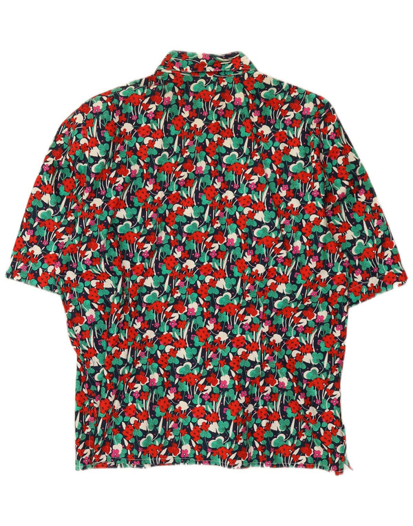 Vintage mujer manga corta camisa blusa EU 38 medio multicolor floral