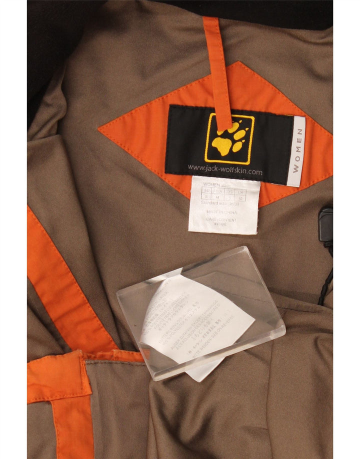 Jack Wolfskin Chaqueta impermeable con capucha para mujer UK 40 Mediana Naranja Colorblock