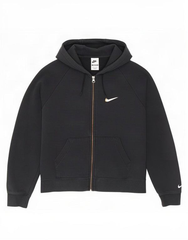 Nike - Sudadera con capucha para mujer, diseño gráfico, ajuste holgado, con cremallera, talla 6, XS, color negro