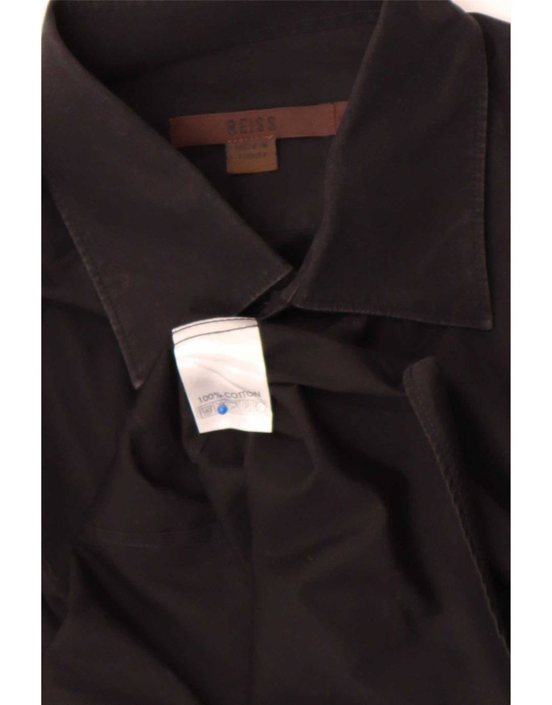 Camisa Reiss Hombre Mediana Algodón Negro