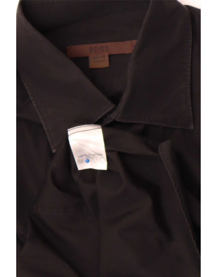 Camisa Reiss Hombre Mediana Algodón Negro