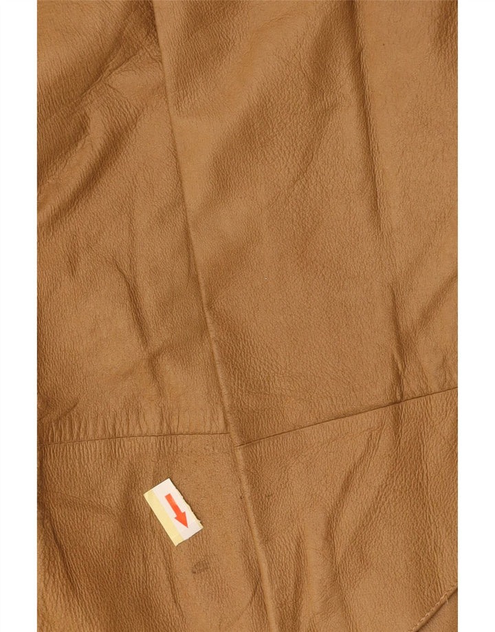 VINTAGE Falda de cuero de cintura alta para mujer IT 42 Medio W26 Marrón