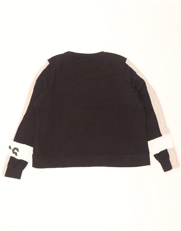 Oasis Mujer Sudadera Estampada Jersey UK 40 XL Algodón Color Block Negro