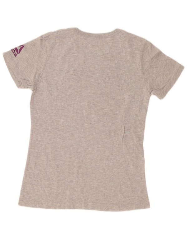 Reebok Camiseta gráfica para mujer Top UK 12 Algodón moteado gris medio