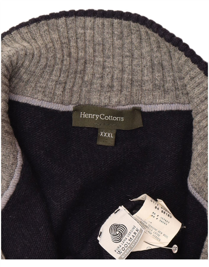 Henry Cottons Suéter tipo cárdigan para hombre 3XL Lana azul marino